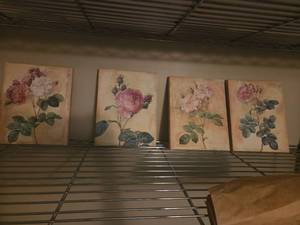 lot 528 image: Set of 4 Framed Botanical Rose Floral Art Prints
