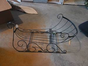 lot 599 image: Decorative Metal Sleigh with Scrolled Design