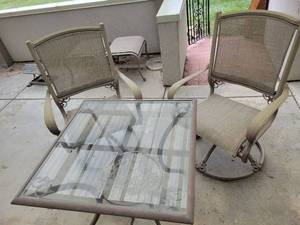 Patio Furniture Set 2 Chairs 1 Table Glass Top