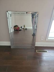lot 641 image: Wall-Mount Framed Mirror with Metal Frame see photos for damage