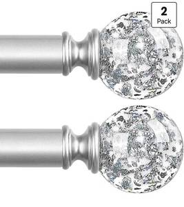 lot 1792 image: TVWOO Silver Decorative Crystal Curtain Rods,Heavy Duty Adjust 36-88,2 Pack - Retail $0