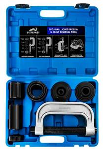 lot 1793 image: SIXIWANZI Ball Joint Press and Removal Kit, 10-Piece U Joint Toolforged steel black-oxide finish, universal 2WD and 4WD fit, Dana 30 44 compatible, C-frame press remover, custom carry case - Retail $0