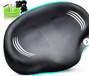 lot 1797 image: Bike Seat Noseless Wide Bicycle Seat for Women Men, Bike Seats Cushion Comfort, Multiple Fit Saddle for Peloton, Electric, Exercise, Cruiser Bikes - Retail $0