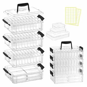 lot 1801 image: VANSUNS Stackable Bead Storage Organizer, 88 Small Plastic Containers with Lids, 4-Layer Clear Bead Organizer Box, 3 Sizes, Portable, for Jewelry and Crafts - Retail $33
