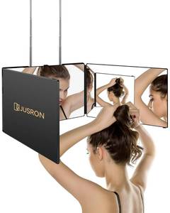 lot 1812 image: JUSRON 360 Viewing Angle Self Hair Cutting Mirror, Clear Anti-Fog HD Glass (Without LED) - Retail $26