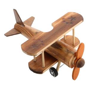 lot 1825 image: TOYANDONA Vintage Wooden Airplane Model Decoration Retro Biplane Ornament for Home Office Desk Decor Wooden Toy Airplane Unique Antique Aircraft Decor for Boy Girl - Retail $23