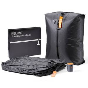 lot 1827 image: Relime Classic Series Vacuum Bags for Travel Luggage with Wireless Pump, Compression Bags for Carry On Suitcases and Backpack, Vacuum Seal Packing cube for Cloth Packing (2PC  PUMP) - Retail $55
