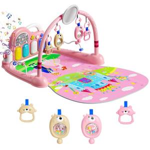 lot 1830 image: MISSING MIRROR Baby Play Mat Kick and Play Piano Gym��Baby Floor Play Gym Tummy Time Mat��Baby Activity Mat with Music Lightsat and Sensory Toys Boy & Girl Gifts for Infant Newborn 0 to 3 6 9 12 Months (Pink)