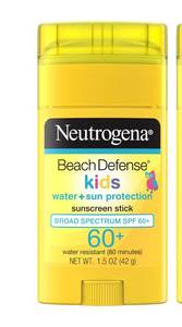 lot 1835 image: Neutrogena Beach Defense Kids Sunscreen Stick SPF 60, 1.5 oz - Retail $20