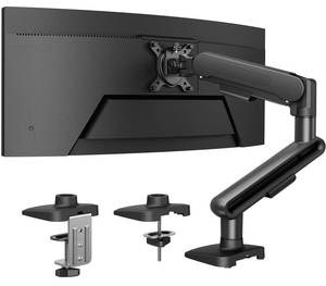 lot 1839 image: HUANUO Ultrawide Monitor Arm for 13 �� 40 Screens, Single Monitor Mount Holds up to 26.4lbs, Adjustable Monitor Stand with C-Clamp & Grommet Base, VESA Mount 75x75mm100x100mm - Retail $40