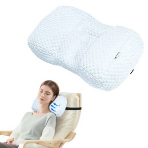 lot 1849 image: SCFOAMZAI Adjustable Neck Pillow for Recliner, Headrest Pillow for Chair & Couch Support - Ergonomic Design Cushion with 2 Adjustable Strap, Recliner Head Pillow for Office, Home, Traveling (Blue) - Retail $30