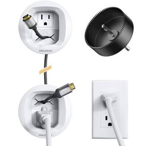 lot 1863 image: Perlegear in-Wall Cable Management Kit, TV Cord Hider for Wall Mounted TV and Speakers, Power and Low Voltage Wire Management. Includes Drill Template, Dust Bag and Drill Attachment for Easy Install - Retail $50