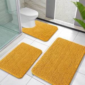 lot 1888 image: OLANLY Bathroom Rugs Sets 3 Piece, 30x2024x1624x20, Golden Yellow - Retail $157