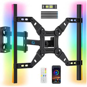 lot 1898 image: Pipishell Full Motion TV Wall Mount with LED Light for 13��43 inch TVs - Retail $41