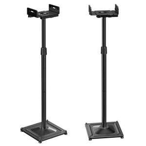 lot 1907 image: PERLESMITH Universal Speaker Stands for Surround Sound -Height Adjustable Extend 33.3to 45.1, Floor Speaker Stand for Satellite & Studio & Bookshelf Speakers up to 11LBS,1 Pair Black, PSSS2 - Retail $50