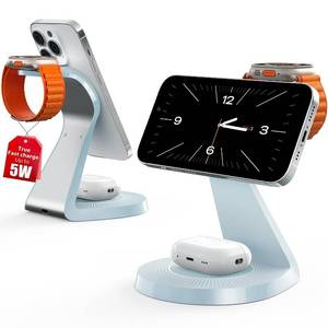 lot 1917 image: 3 in 1 Charging Station for Apple Devices,Mag-Safe Charger Stand Fast Charging,Wireless Charger for iPhone 1615141312 Series,& AirPods,& iWatch(USB Charger Included) - Retail $49