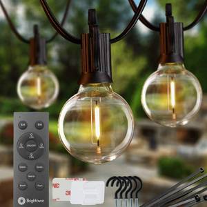 lot 1946 image: Brightown 38FT 15LED Solar String Lights Outdoor with Remote & USB Port - Retail $20