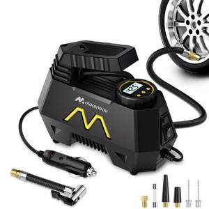 lot 1947 image: Tire Inflator Portable Air Compressor, Air Pump for Car Tires, 9.84Ft Cord-12V DC-Powered Auto Pump with Digital Pressure Gauge, LED Light-Car Accessories for Car, Motorcycles, Bicycle, Ball, Balloons - Retail $17
