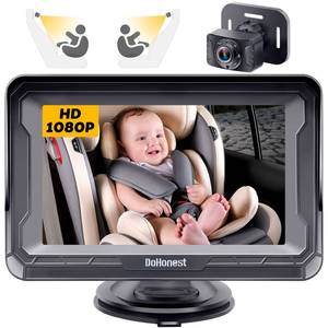 lot 1955 image: DoHonest Baby Car Camera HD 1080P - Rear-Facing Car Baby Monitor with Night Vision, Adjustable View Angle, Easy Setup, Anti-Glare Display, Safety for Kids & Infants - Retail $30