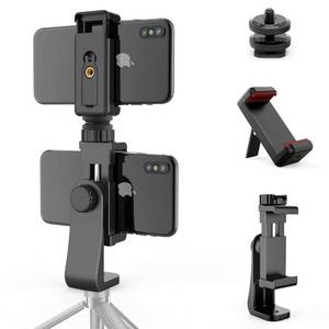 lot 1971 image: Owine Universal Dual Cell Phone Tripod Mount Adapter Premium Smartphone Clamp, Compatible with iPhone,Samsung Galaxy,Note,Lg,All Smartphones Perfectly.Connects to Tripod, Monopod, Selfie Stick - Retail $20