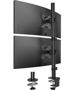 lot 1983 image: HUANUO Vertical Dual Monitor Mount, Stacked Monitor Stand for 2 Monitors with Height Adjustment Computer Monitor Arm Supports Two 17 to 32 Inch with C Clamp Each Desk Mount Hold up to 17.6lbs - Retail $38