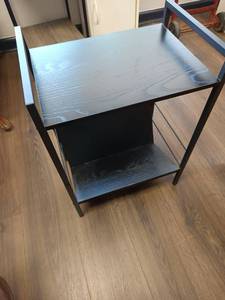 lot 43 image: Two-Shelf Utility with Light Blue Top and Black Frame 24in tall