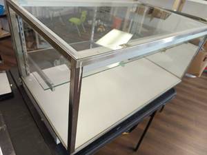 lot 55 image: 36Lx18.5Hx22D glass display with shelf and mirror