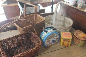lot 3055 image: Vintage Baskets and Tins