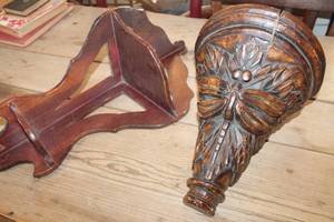 lot 3070 image: Vintage Wood Corner Shelf and More