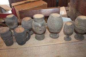 lot 3152 image: Vintage Carved Wood Goblets and More