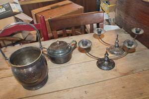 lot 3189 image: Vintage Silver Bucket, Candlestick Holders & More