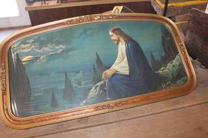lot 3198 image: Vintage Jesus in Old Frame 17 x 30