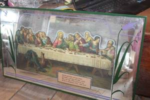 lot 3199 image: Vintage Last Supper Mirror Picture 12 x 22