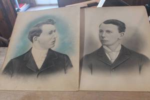 lot 3203 image: Large Antique Portraits 16 x 20