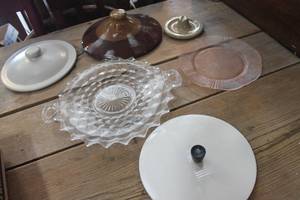 lot 3238 image: Vintage Crock Lids and More