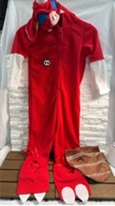 lot 4 image: Red Character Onesie Costume with Hood and Tail
