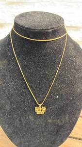 lot 41 image: Gold Tone Necklace with Wine Me Dine Me Pendant