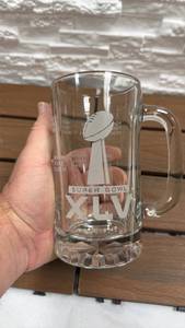 lot 132 image: Super Bowl XLV Glass Beer Mug - North Texas 02.06.11