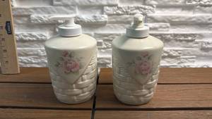 lot 142 image: Pfaltzgraff Tea Rose Collection SoapLotion Dispenser Pair