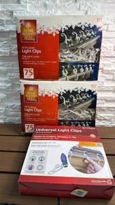 lot 149 image: Home Accents Holiday All-Purpose Light Clips 75-Count (x2) and Simple Living Universal Light Clips 100-Count Lot