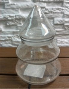 lot 163 image: Small Tree Jar Glass Container with Cone Lid SKU HD52-032-321-62
