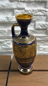lot 167 image: Greek Style Decorative Handled Vessel with Blue and Gold Trim