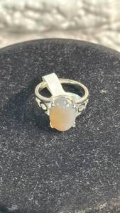 lot 169 image: Ring with Pale Oval Stone, Size 8