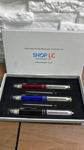lot 209 image: Shop LC Delivering Joy Pen Set - 3 Pieces Red Blue Black