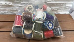 lot 213 image: Lot of Assorted Sewing Thread Spools with Branded Labels