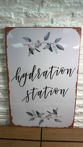 lot 234 image: Hydration Station Metal Sign with Leaf Design