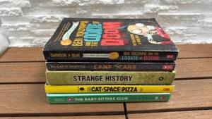 lot 245 image: 5-Book Lot Ben Yokoyama Cookie of Doom, Camp Scare, Strange History, Cat-Space Pizza, Baby-Sitters Club