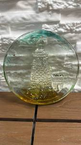 lot 275 image: Round Glass Paperweight Lighthouse Scene