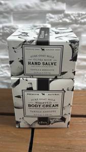 lot 293 image: Beekman 1802 Pure Goat Milk Hand Salve and Whipped Body Cream Set Vanilla Absolute