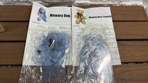 lot 294 image: Memory Dog and Memory Bear Template Sewing Craft Kits Lot